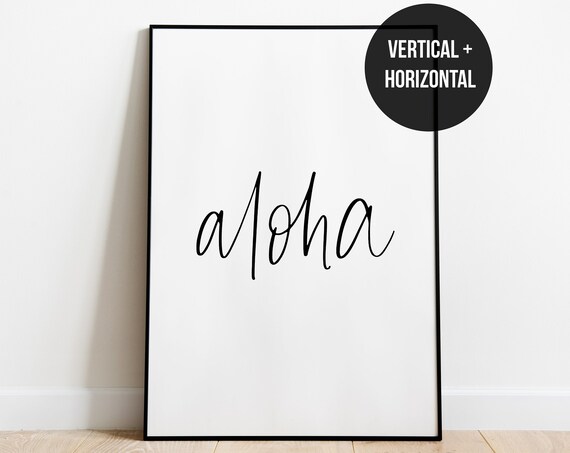 Aloha Art Hawaii Print Aloha Wall Art Hawaiian Decor Coastal Art Minimalist Typography Wall Art Instant Download