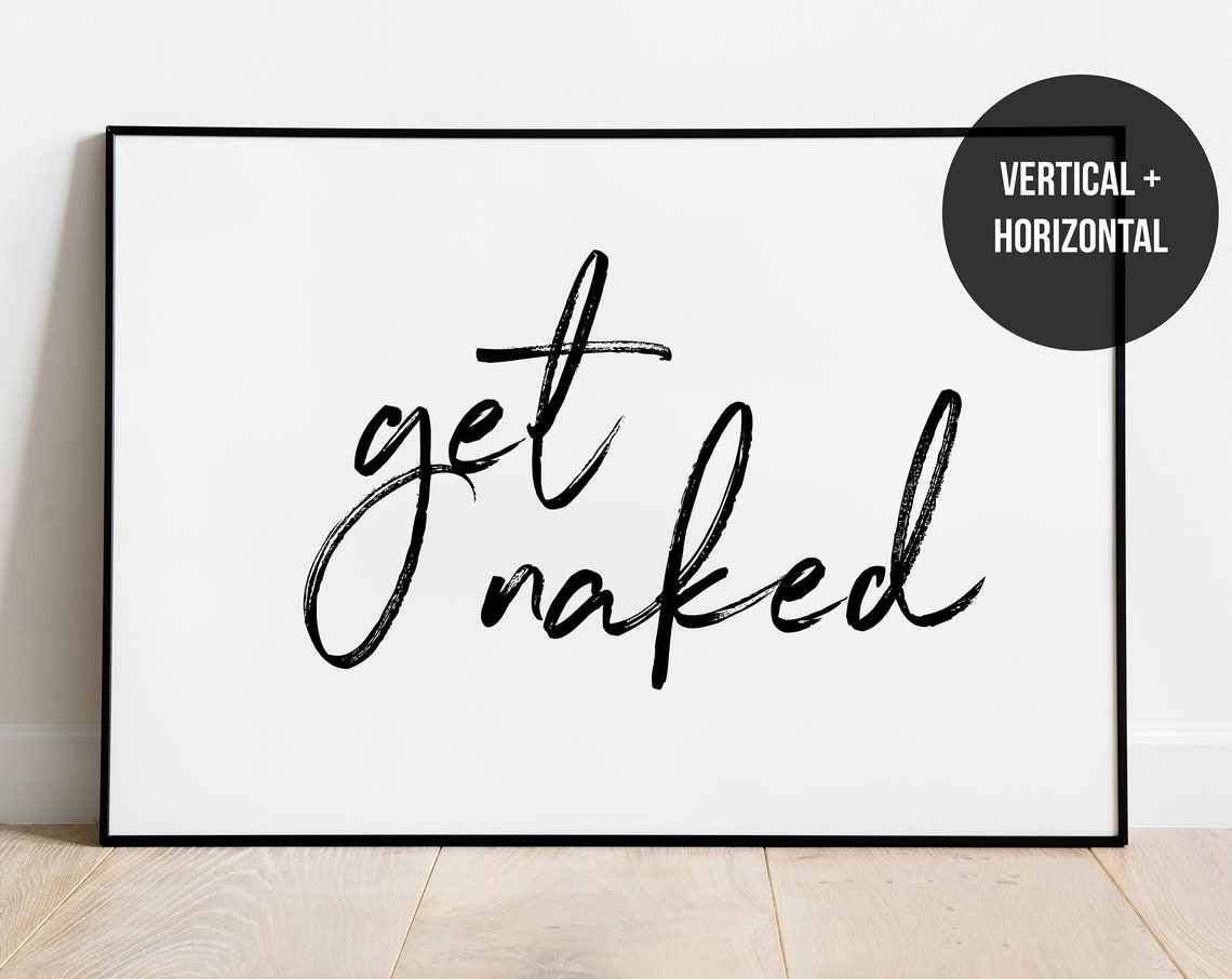 Get Naked Brush Script Minimalist Modern Bathroom Quote Poster - Image 2