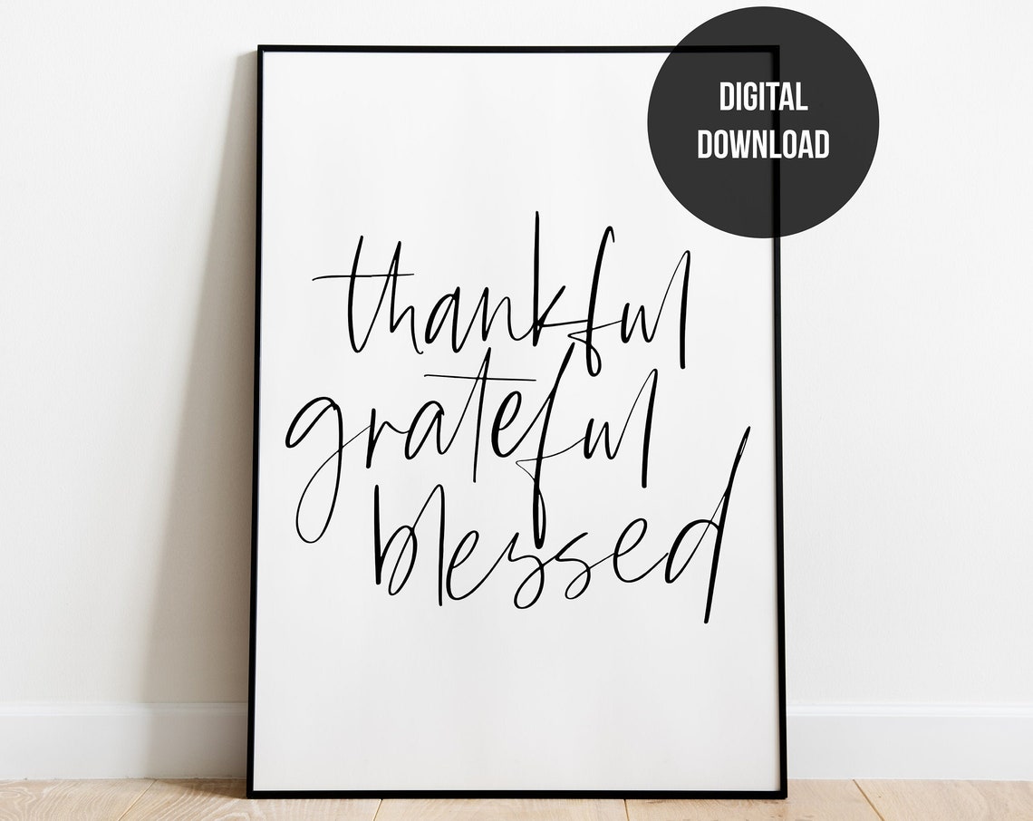 Thankful Grateful Blessed Script Fall Thanksgiving Quote Poster - Image 2