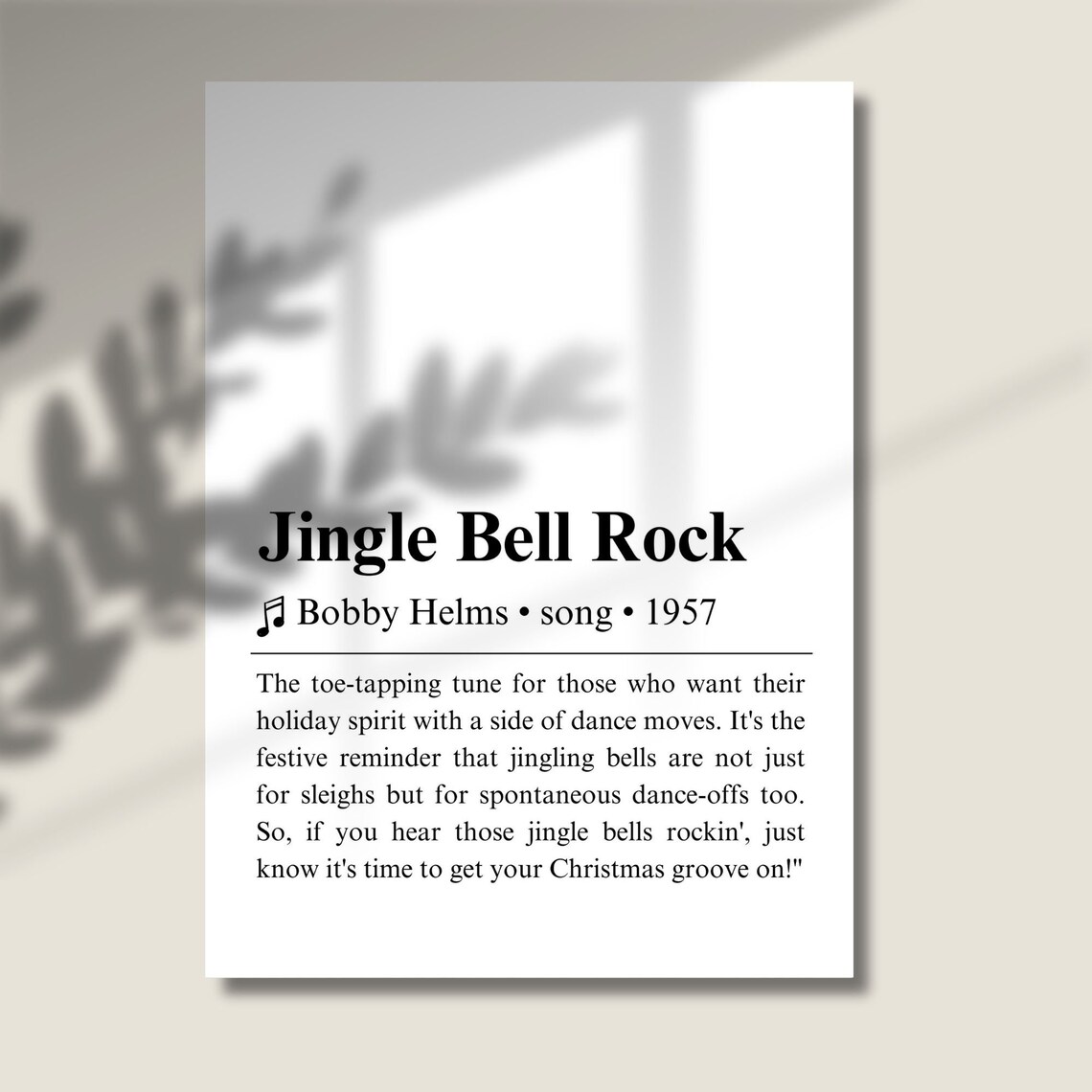 Jingle Bell Rock Bobby Helms 1957 Holiday Song Definition Print - Image 3