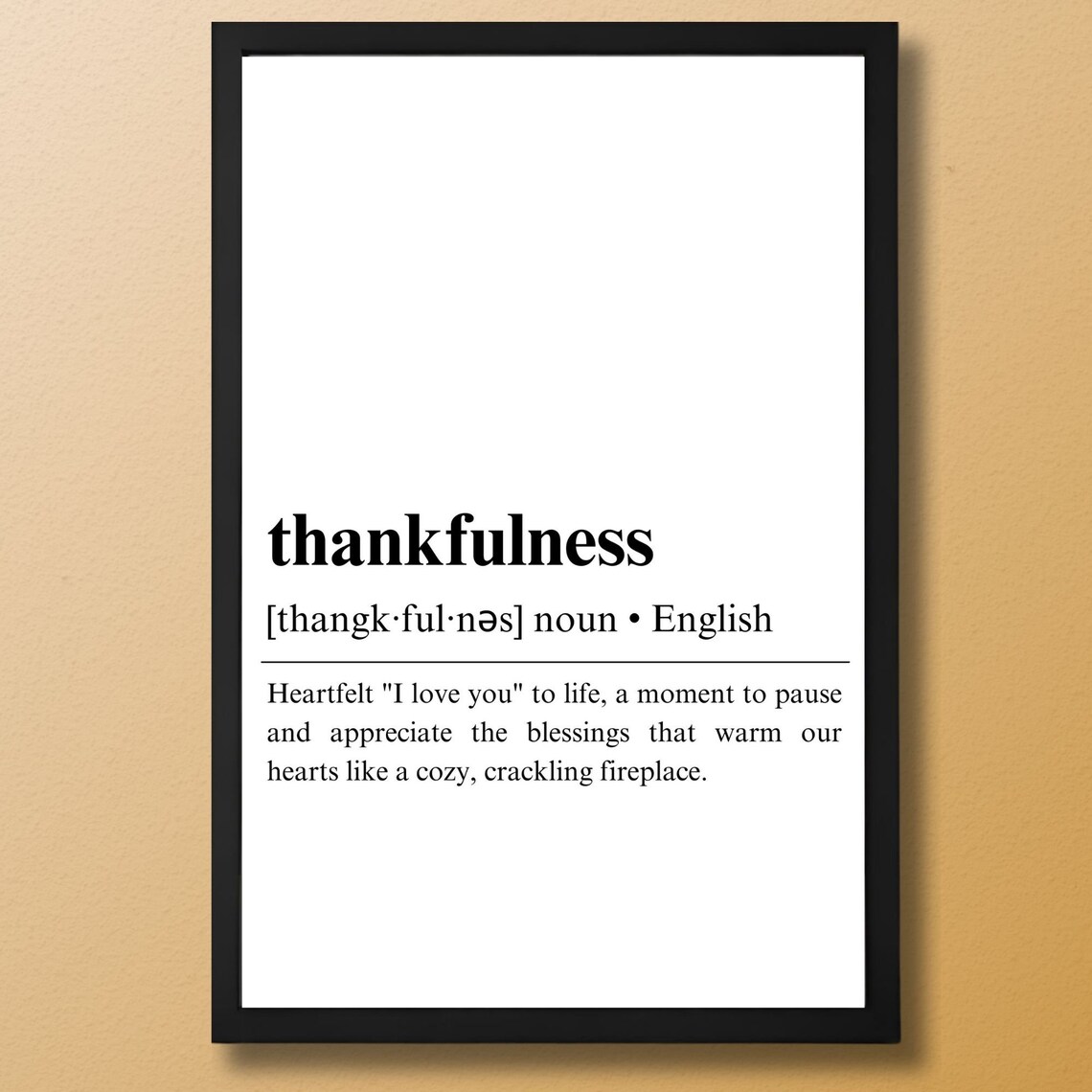 Thankfulness Definition Poster, Dictionary Quote Art