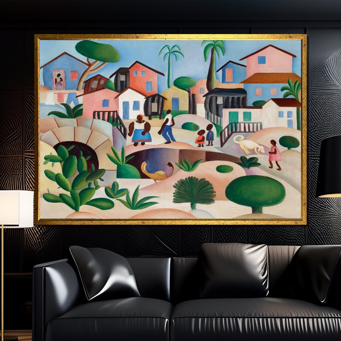 Tarsila Do Amaral Village With Bridge Brazilian Folk Scene Poster