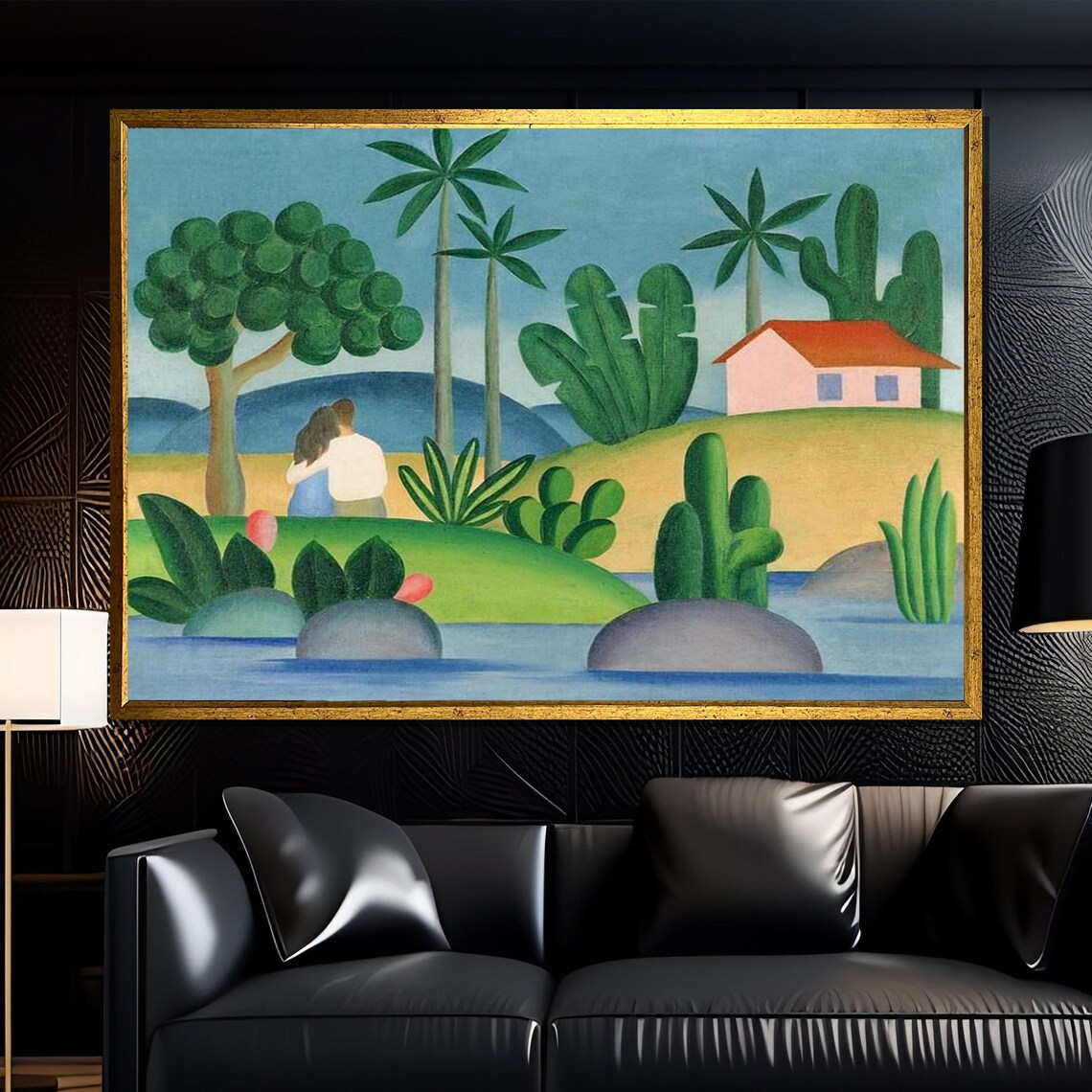 Tarsila Do Amaral Idilio Brazilian Landscape Couple Modernist Poster