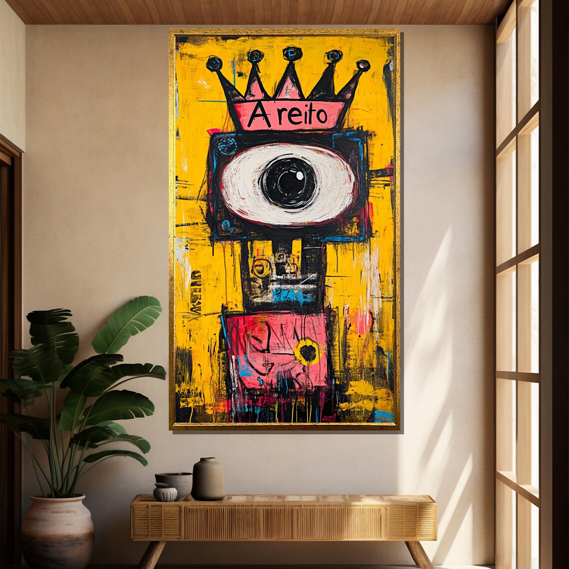 Crowned Eye Areito Bold Yellow Neoexpressionist Street Art Poster - Image 2