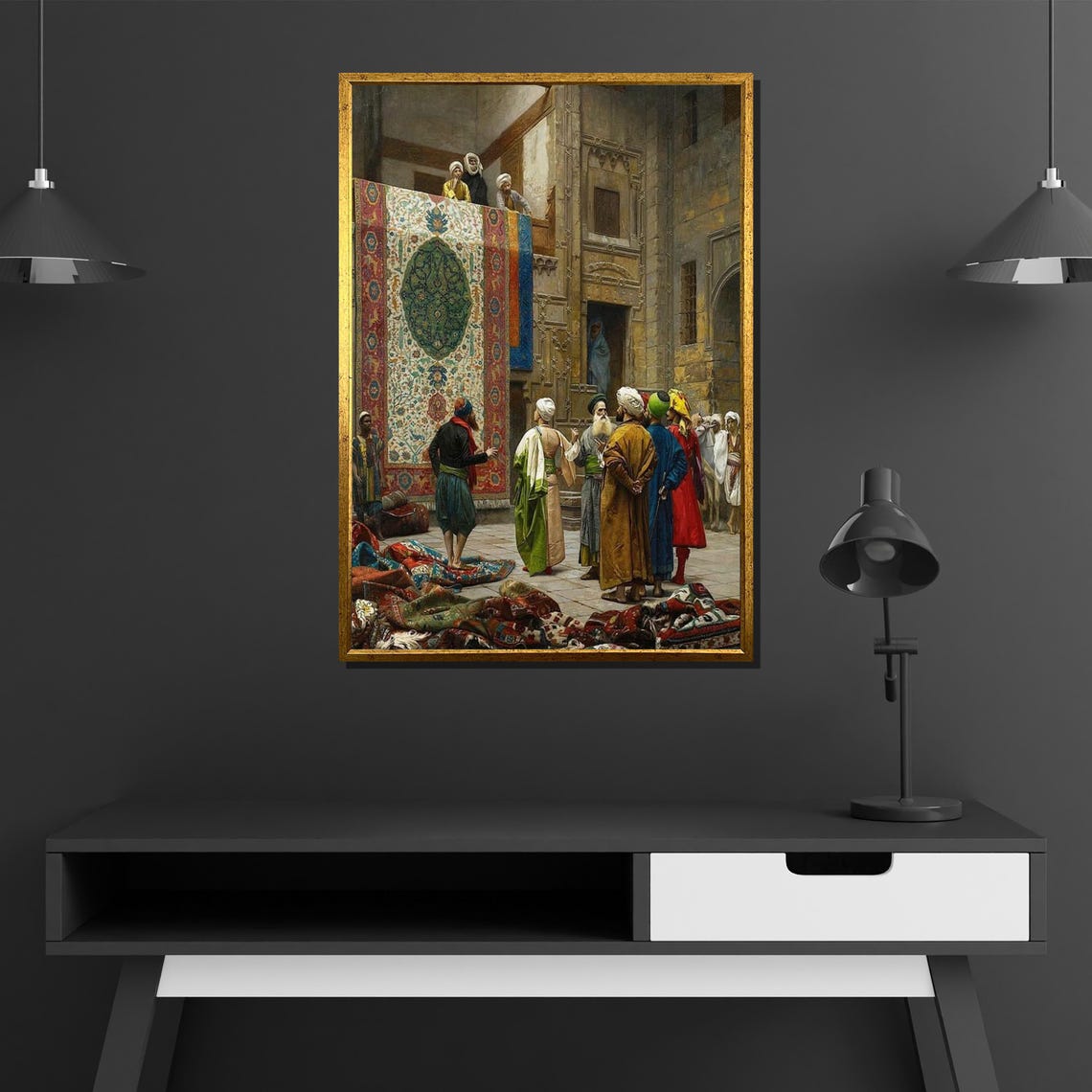 Oriental Carpet Bazaar Merchant Classic Middle East Art Poster - Image 2