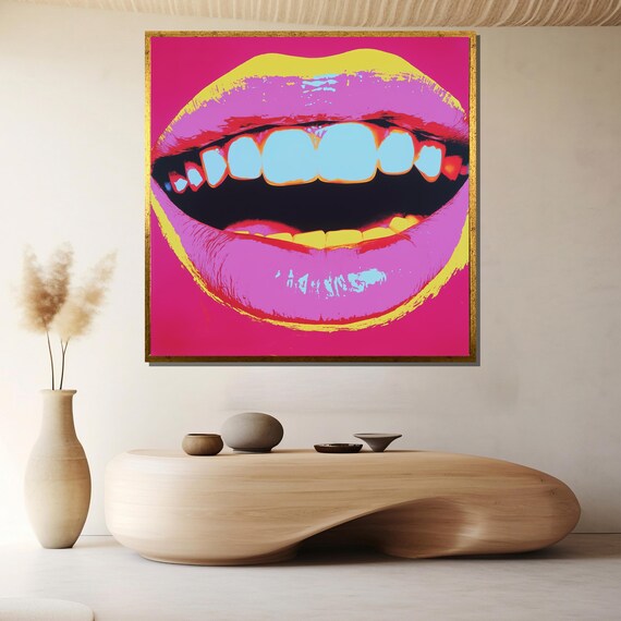 Pink Pop Lips Big Smile Bold Retro Glam Pop Art Canvas Poster