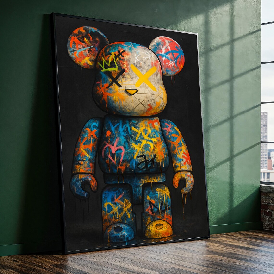 Graffiti Bear Urban Pop Art Poster, Game Room Decor