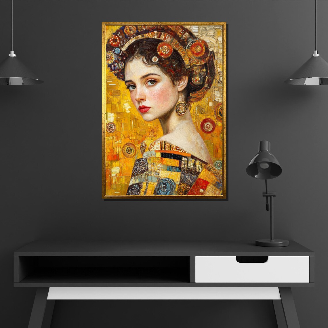 Klimt Style Woman Golden Mosaic Portrait Decorative Art Poster - Image 4