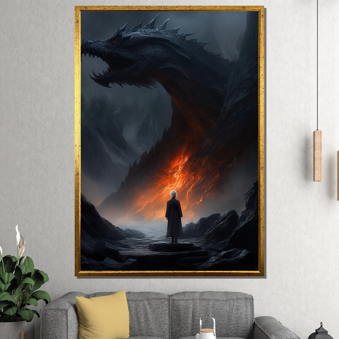 Epic Dragon Encounter, Mystical Fantasy Art Print