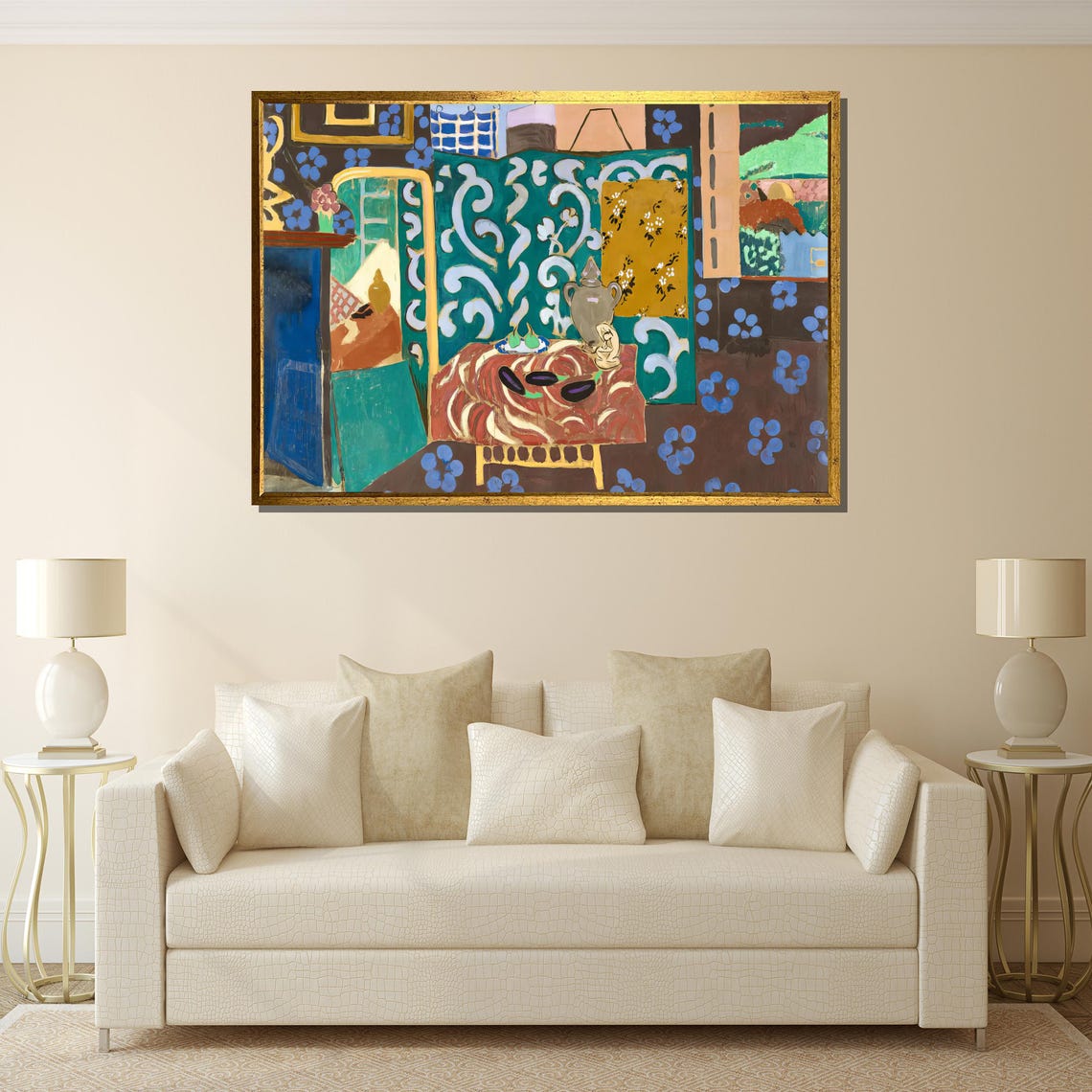 Matisse Style Boho Interior With Patterned Screen And Fruit Poster - Image 4