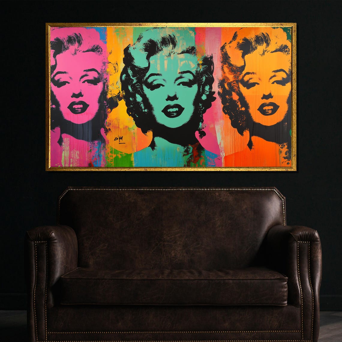 Marilyn Monroe Warhol Style Triple Neon Triptych Pop Art Poster