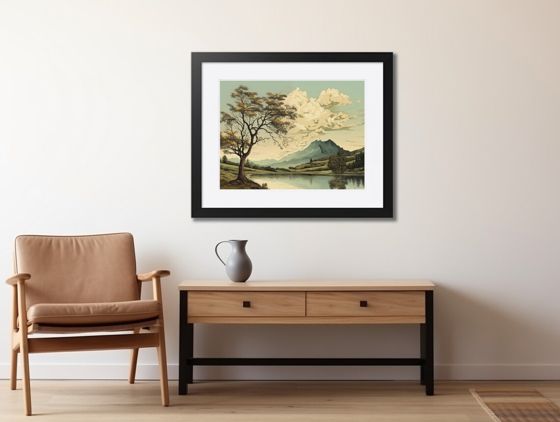 Summer Lakeside Alpine Landscape Vintage Mountain Scene Poster - Image 2