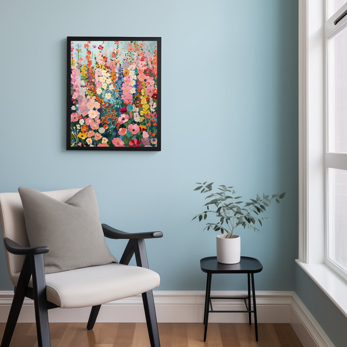 Colorful Wildflower Garden Abstract Blooms Pink Red Orange Blue Poster - Image 2