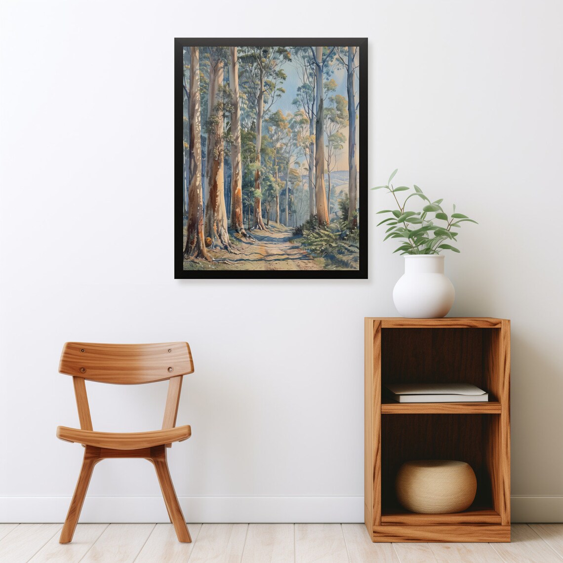 Tall Gum Trees Forest Path Watercolor Eucalyptus Nature Painting Poster - Image 2