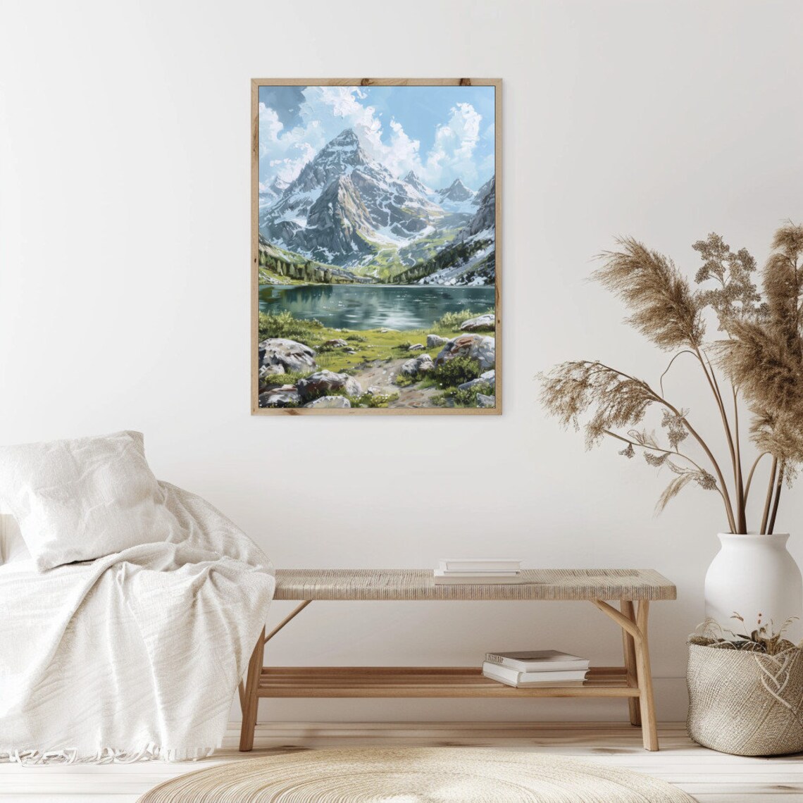 Summer Lake In The Mountains, Mountain Landscape Art Print - Image 2