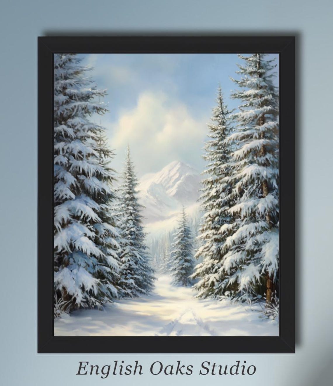 Bright Sunlit Snowy Mountain Path Between Frosted Fir Trees Poster