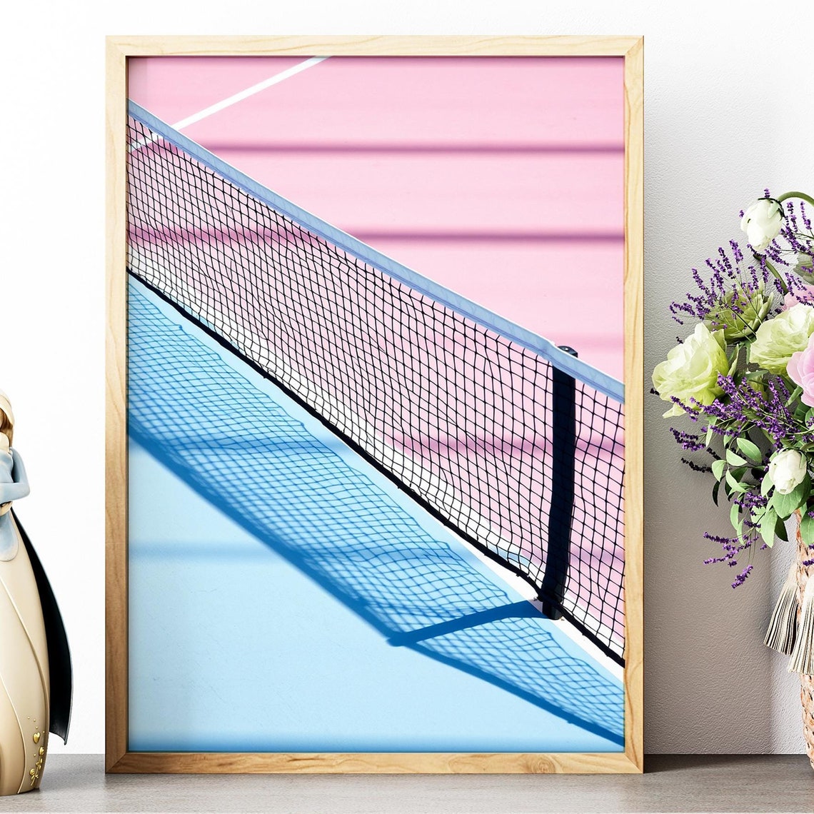Tennis Wall Art Trendy Art Prints Girly Wall Art Tennis Poster Retro Wall Art Tennis Court Print Pink Wall Art Print