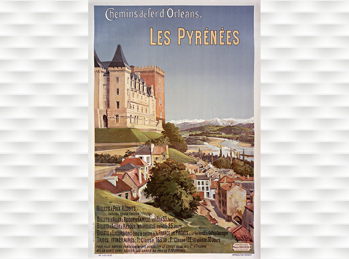Chemins de Fer d'Orleans Les Pyrenees Vintage Railway Poster