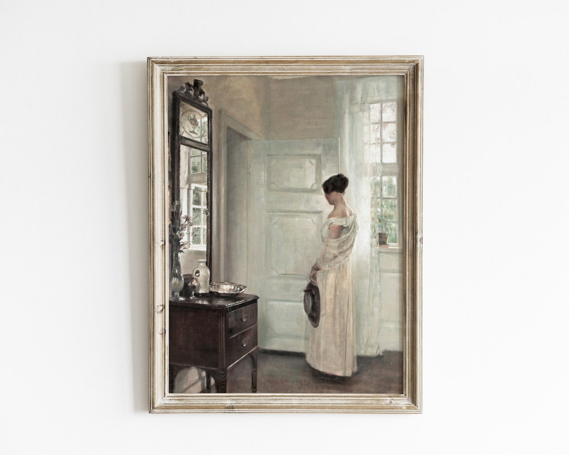 Vintage Woman Portrait Art Print, Traditional Decor