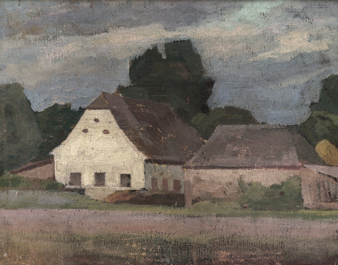 Vintage Country Oil Painting Homestead Art Print Landscape Painting Antique Landscape Art French Country Wall Decor Farmhouse Print - Image 3
