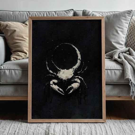 Moon Crab Abstract Watercolor Wall Art
