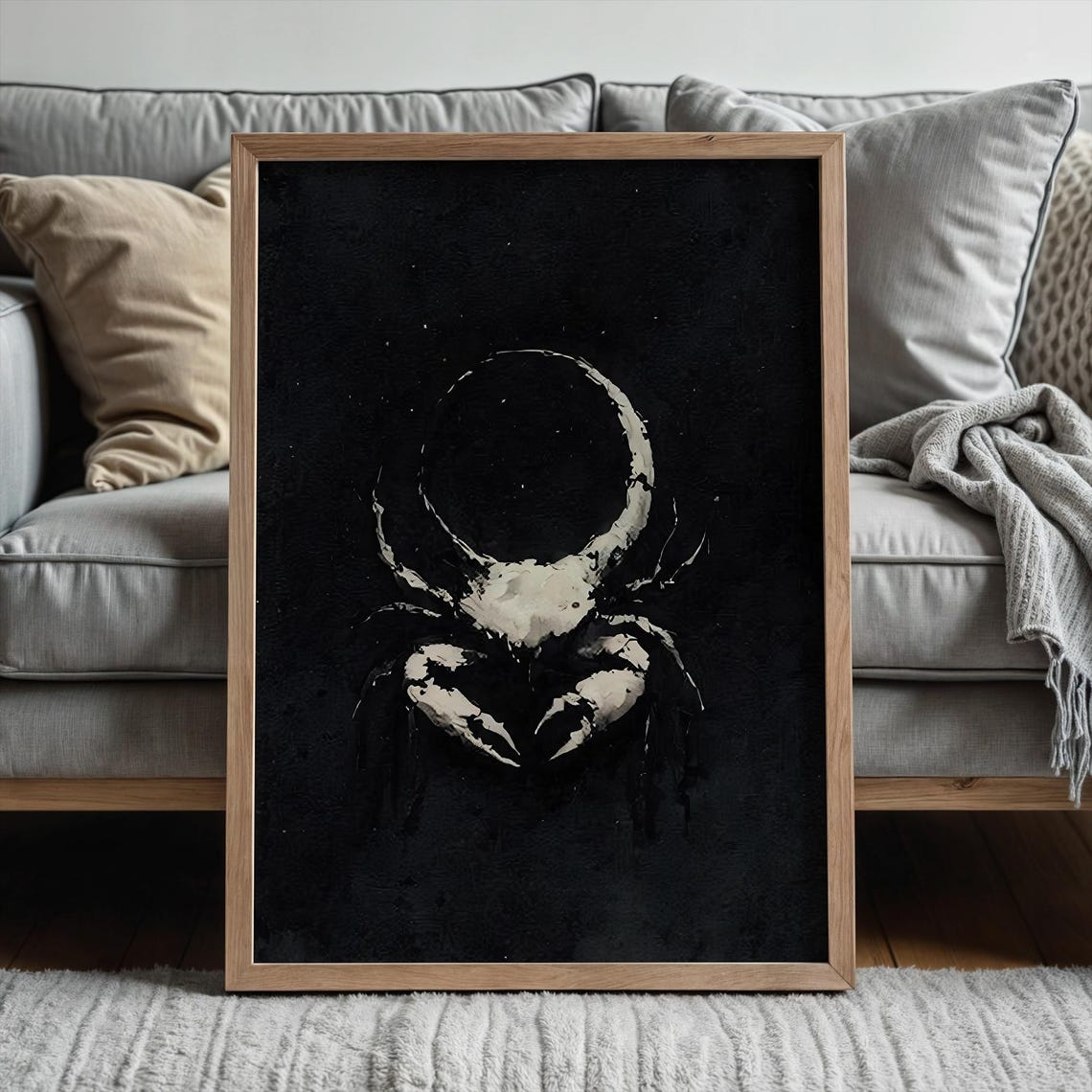 Moon Crab Abstract Watercolor Wall Art