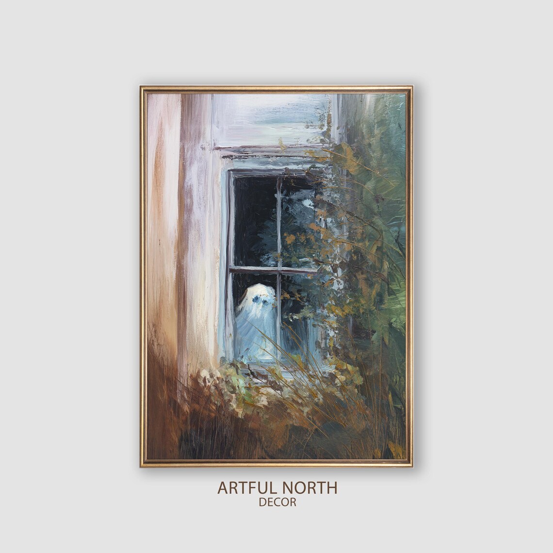 Haunted Window Painting Dark Academia Gothic Wall Art