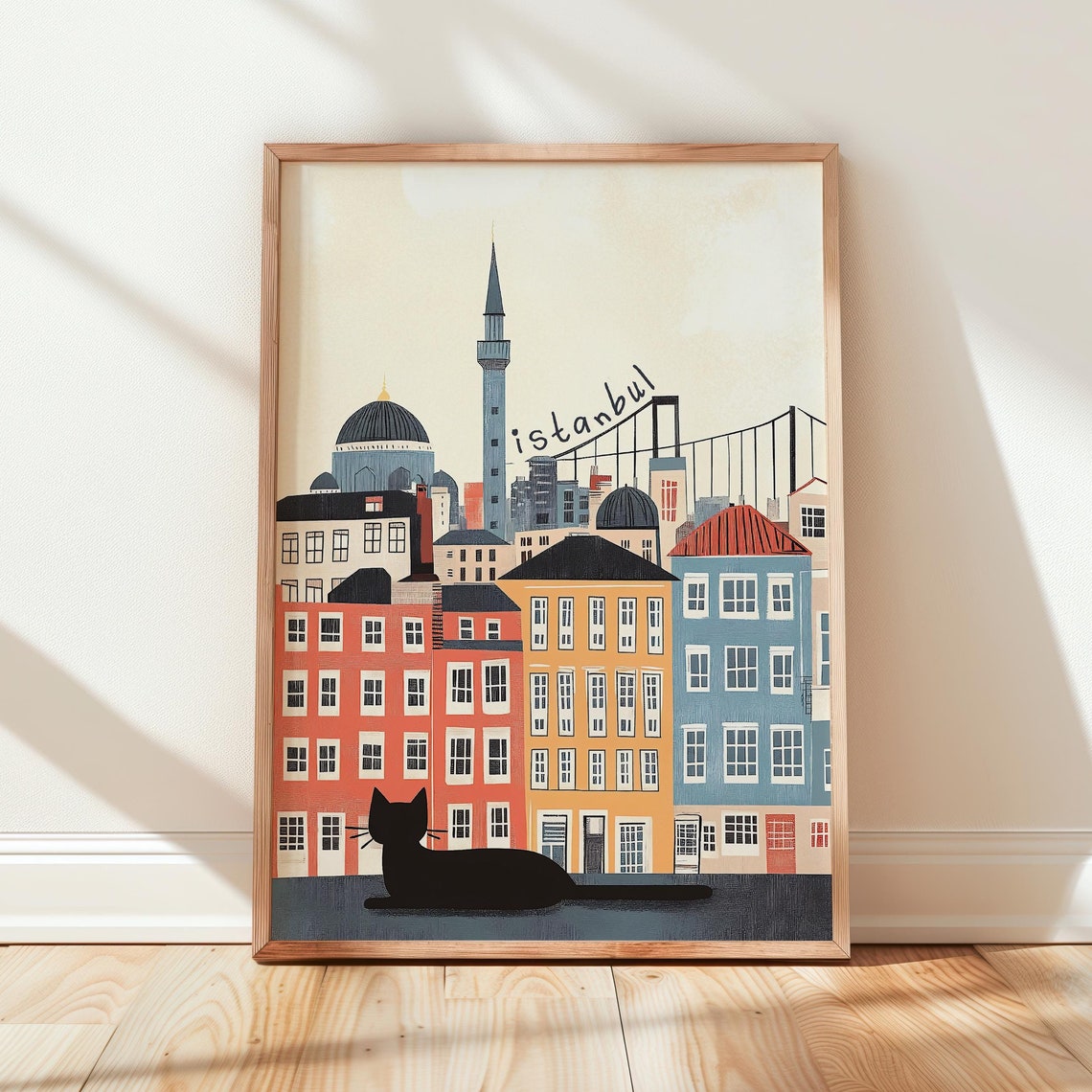 Istanbul Wall Art Istanbul Art Print City Of Istanbul Poster Cute Istanbul Cats Drawing Travel Poster