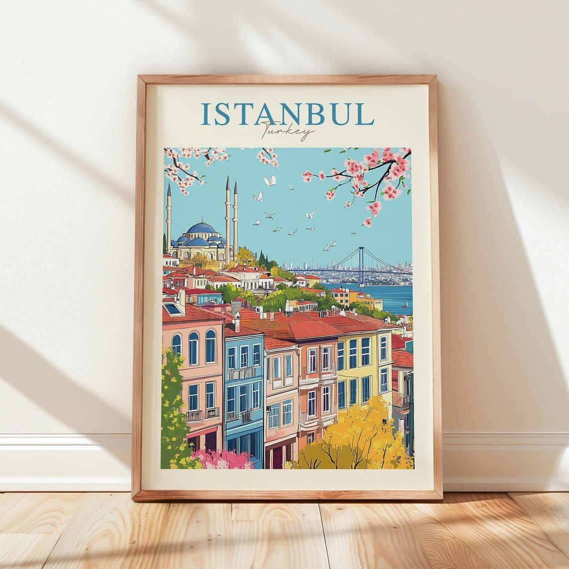 Istanbul Turkey Cherry Blossom Blue Mosque Bridge Bosphorus Poster