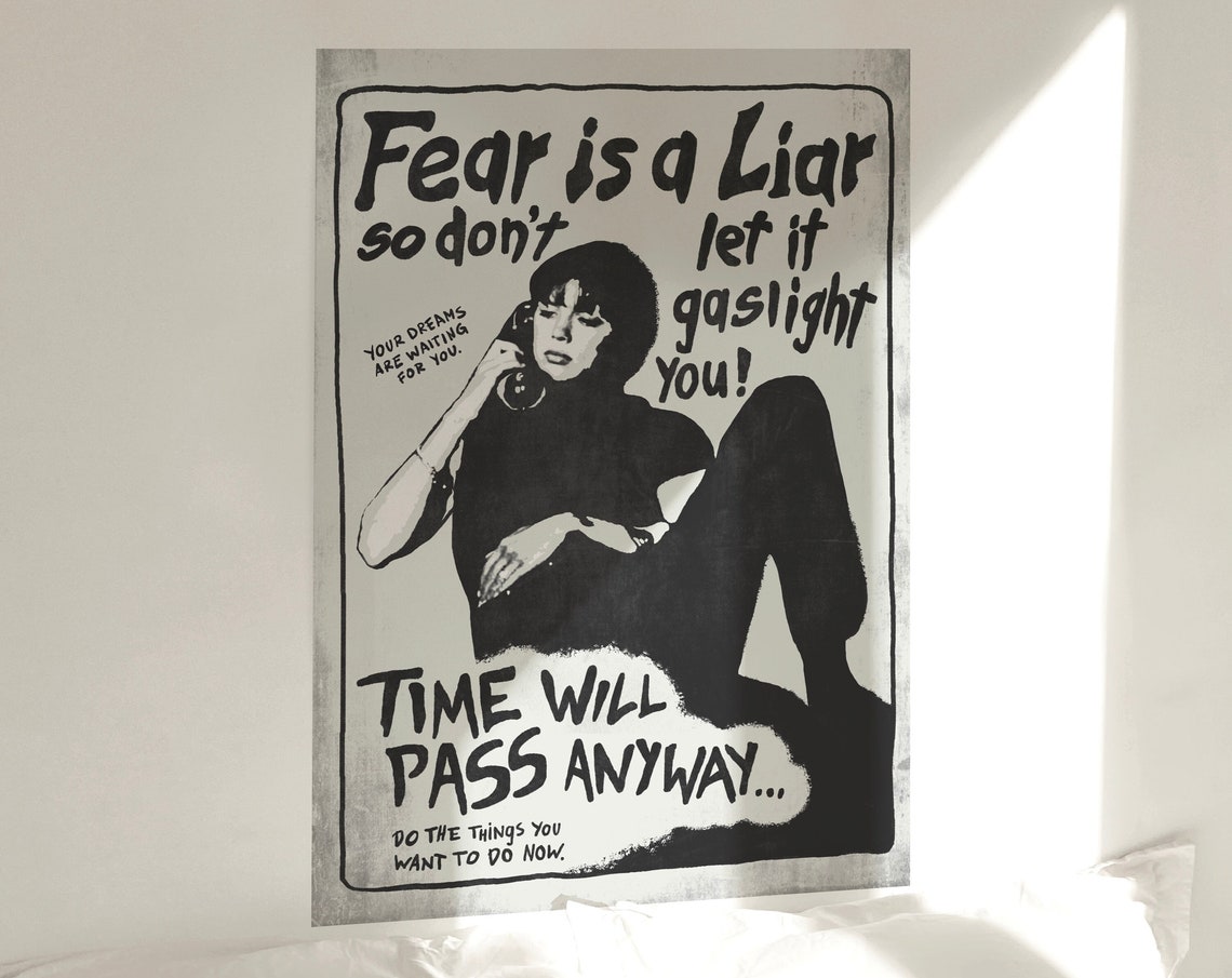 Fear Is a Liar Bold Retro Typography Punk Style Motivational Poster