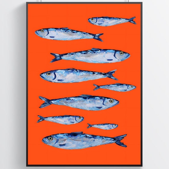 Sardines Sardines Poster Pisces Poster Vintage Poster Home Decor Wall Decor Famous Wall Art Retro Poster