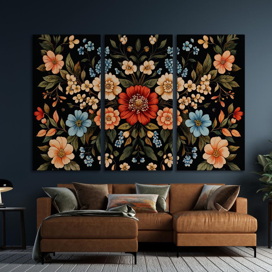 William Morris Style Dark Botanical Floral Pattern Art Poster - Image 6
