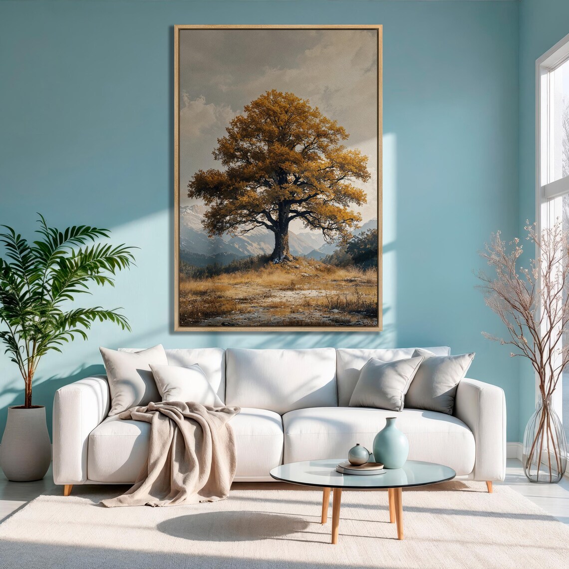Majestic Autumn Oak Tree in Mountain Landscape Fall Season Poster - Image 2