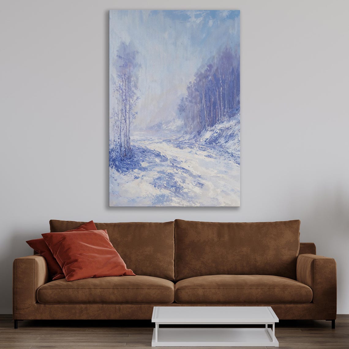 Snowy Road And Forest Framed Print Extra Large Winter Wonderland Wall Art Nature Landscape Decor Gift For Home Ready To Hang - Image 4