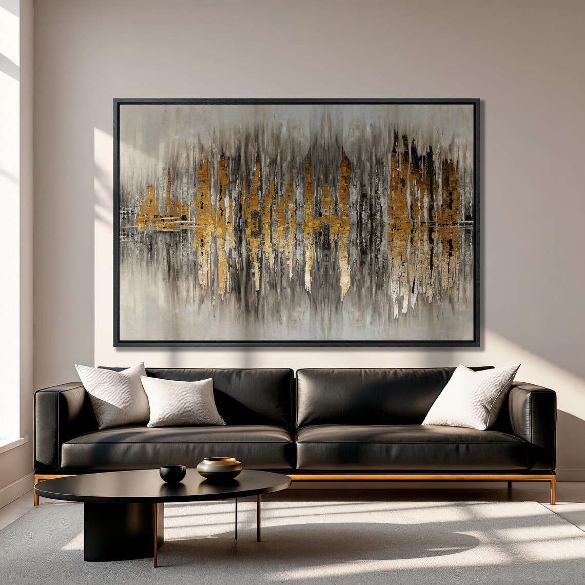 Gold And Grey Abstract Art Print, Contemporary Decor - Image 2