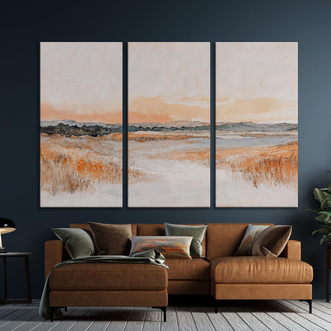 Abstract Neutral Beige Horizon Landscape Watercolor Art Poster - Image 6