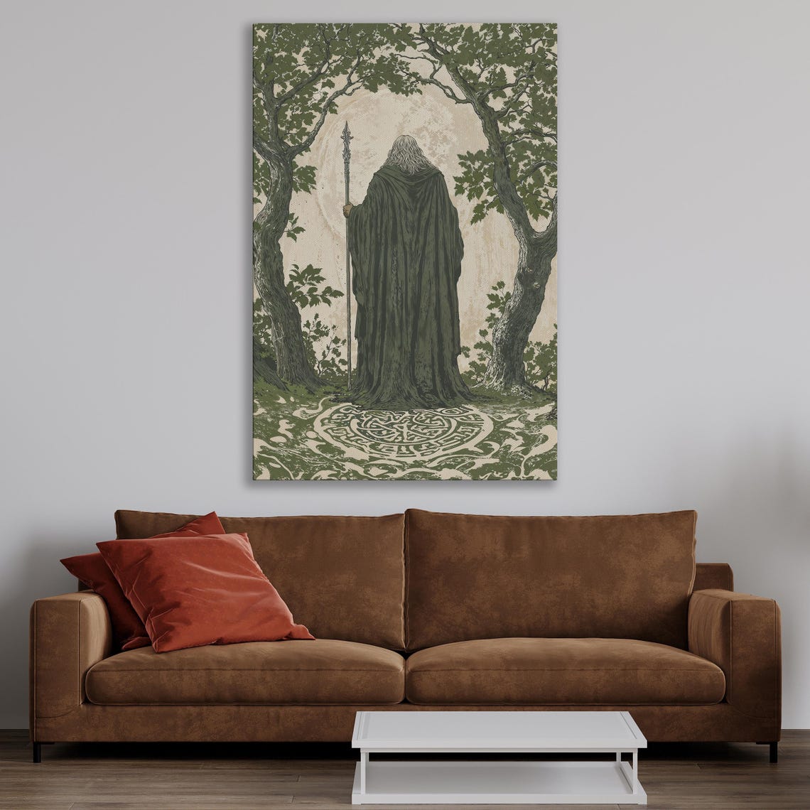 Wise Wizard And Enchanted Trees Extra Large Framed Print Medieval Mystical Wall Art Vintage Fantasy Home Decor Ready To Hang - Image 4