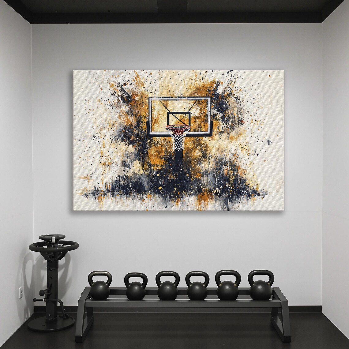Basketball Hoop Modern Abstract Poster, Boys Room Decor - Image 2