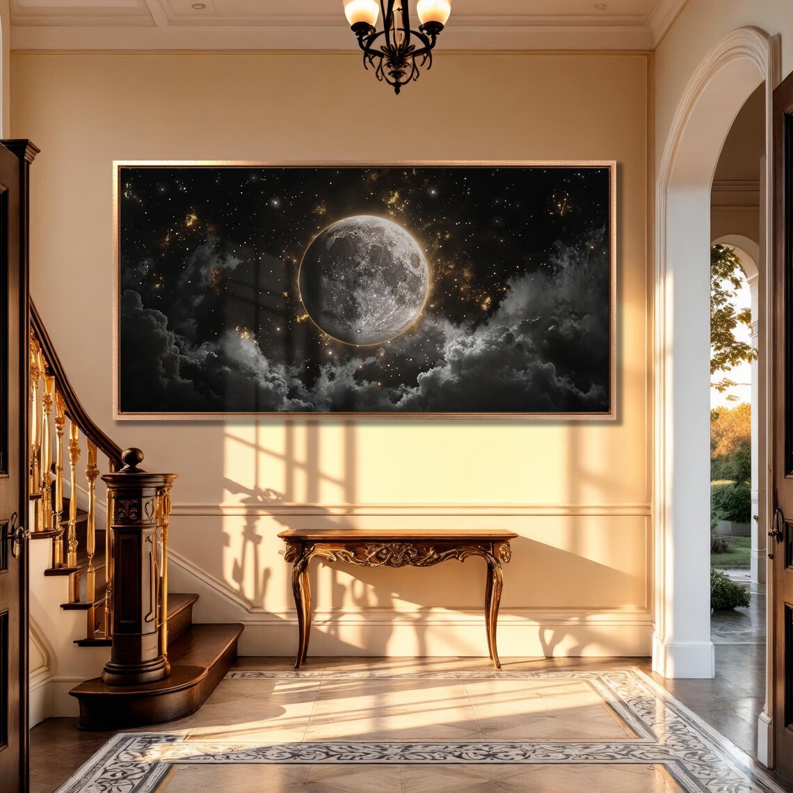 Full Moon Mystical Moonlit Night Sky Art Print - Image 3