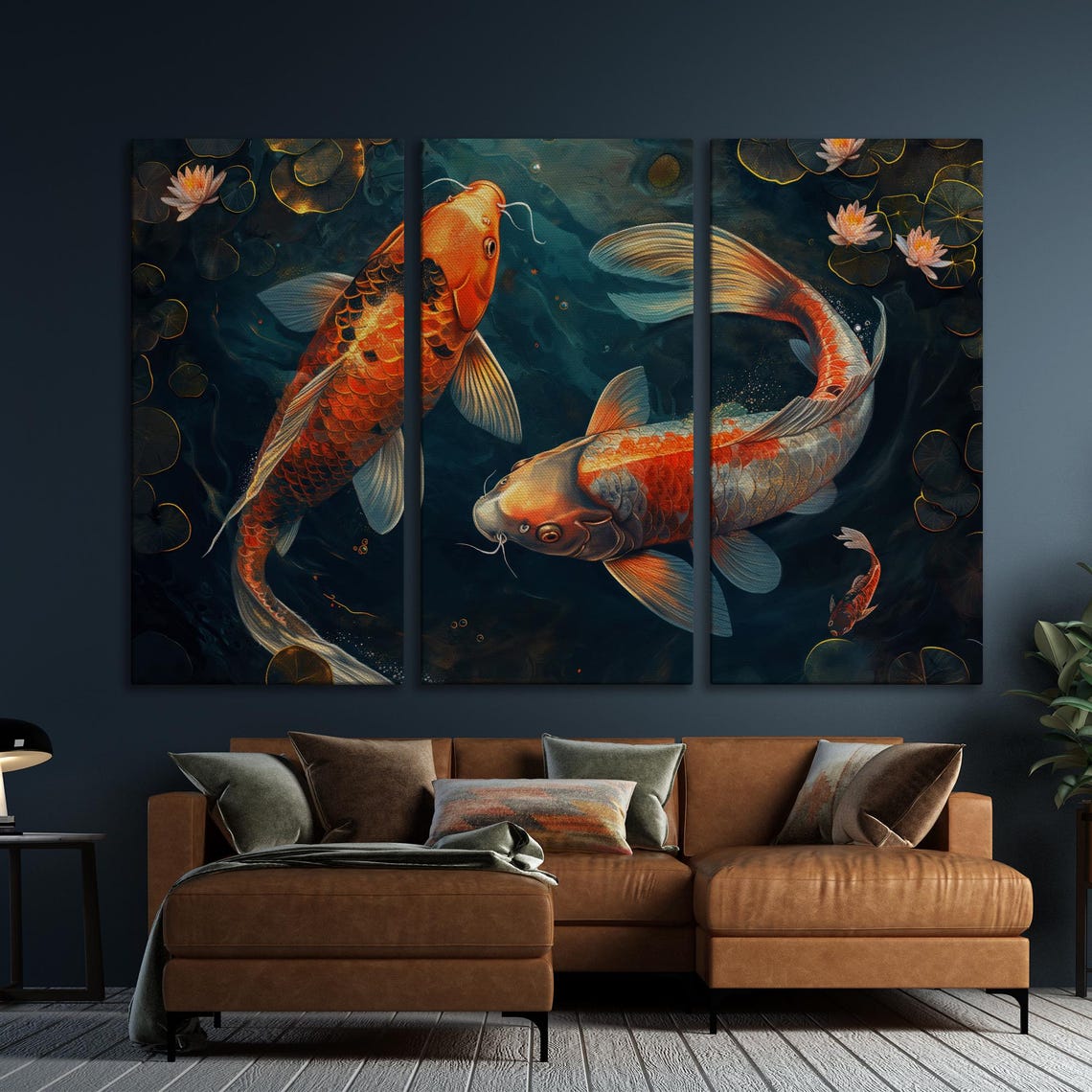 Enchanting Koi Fish Dance Abstract Print Lively Pond Wall Art Vibrant Aquatic Wall Decor Artistic Water Garden Ready To Hang Poster - Image 5
