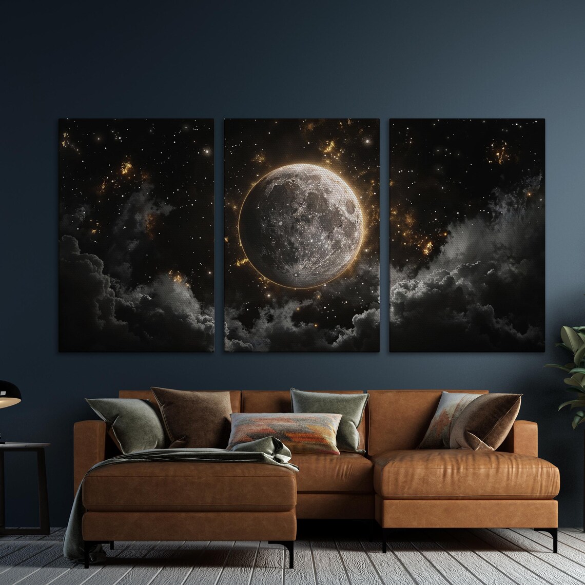 Full Moon Mystical Moonlit Night Sky Art Print - Image 5