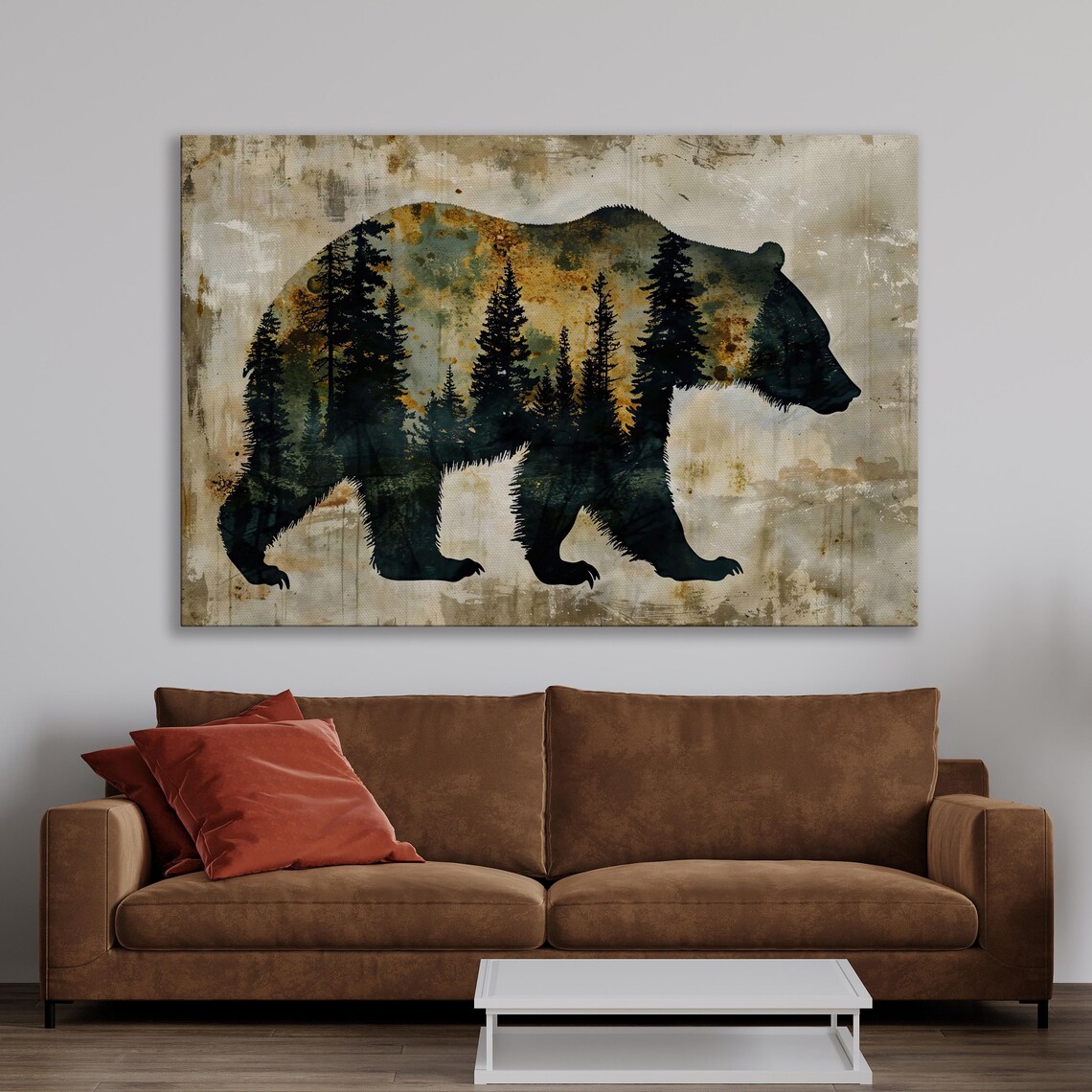 Bear Silhouette and Pine Forest Double Exposure Art Print - Image 4