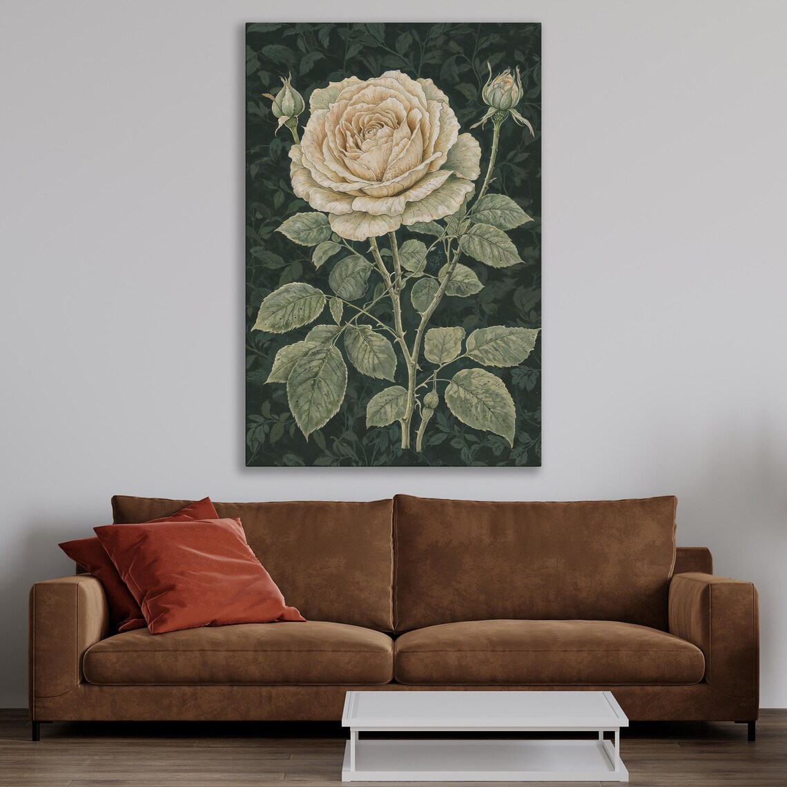 Vintage White Rose Botanical Wall Art Poster Print - Image 4