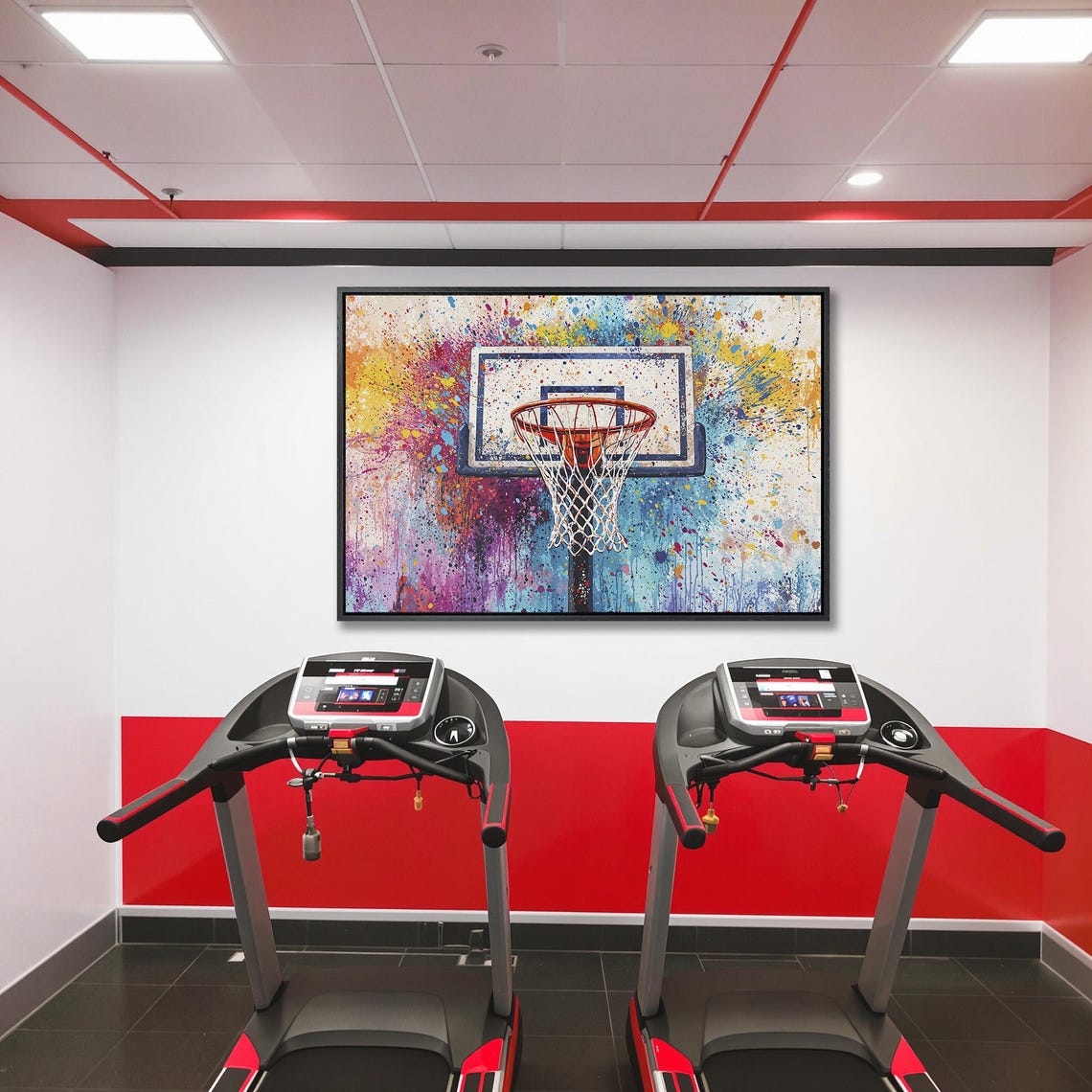 Basketball Hoop White Backboard Colorful Paint Splash Poster - Image 5