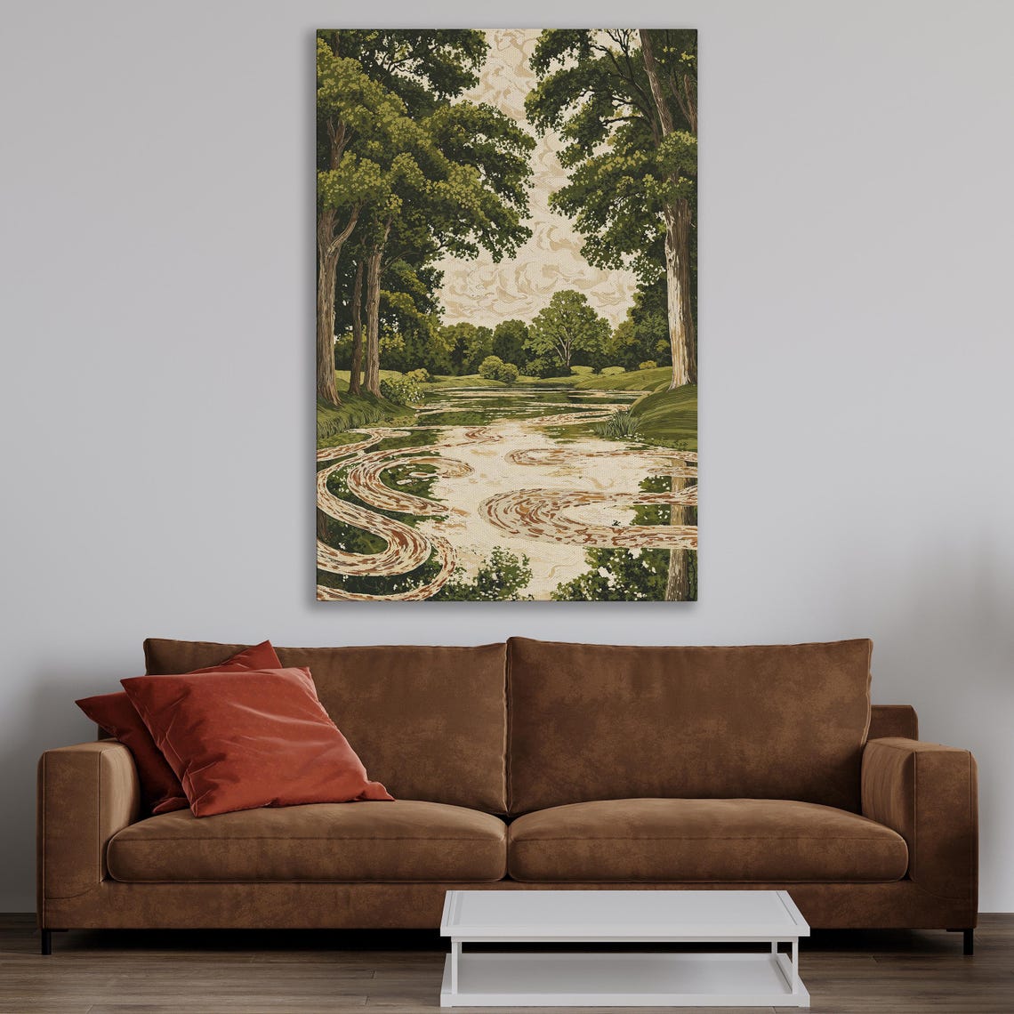 Nature Landscape Extra Large Framed Print Green Trees And Pond Wall Art Scenic Forest Scene Decor Gift For Home Ready To Hang - Image 4