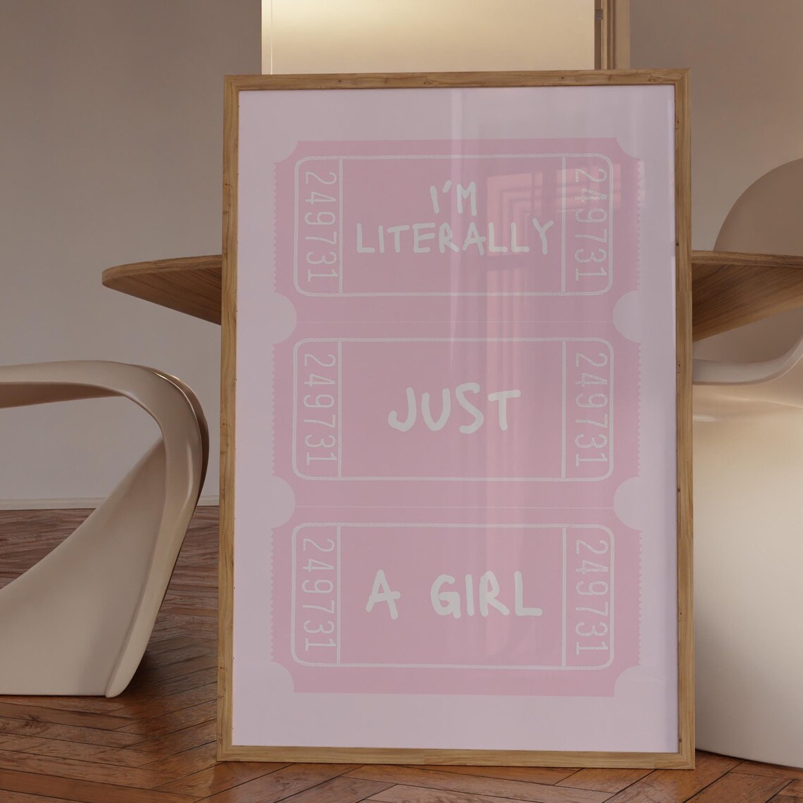 I'm Literally Just A Girl Powder Pink Vintage Ticket Wall Art