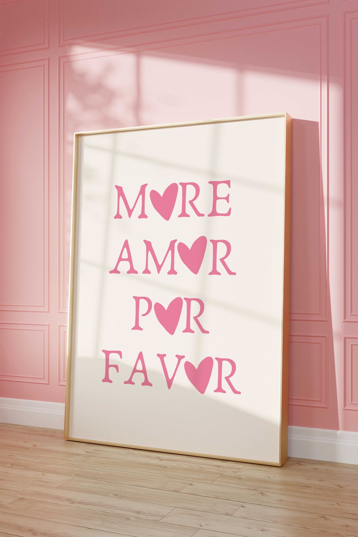 More Amor Por Favor Pink Hearts Romantic Spanish Quote Poster - Image 2
