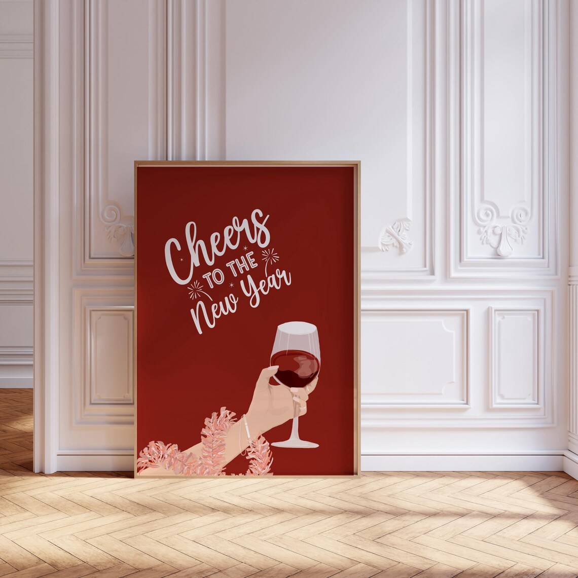 Cheers To The New Year Wine Toast Deep Red Celebration Party Poster - Image 2