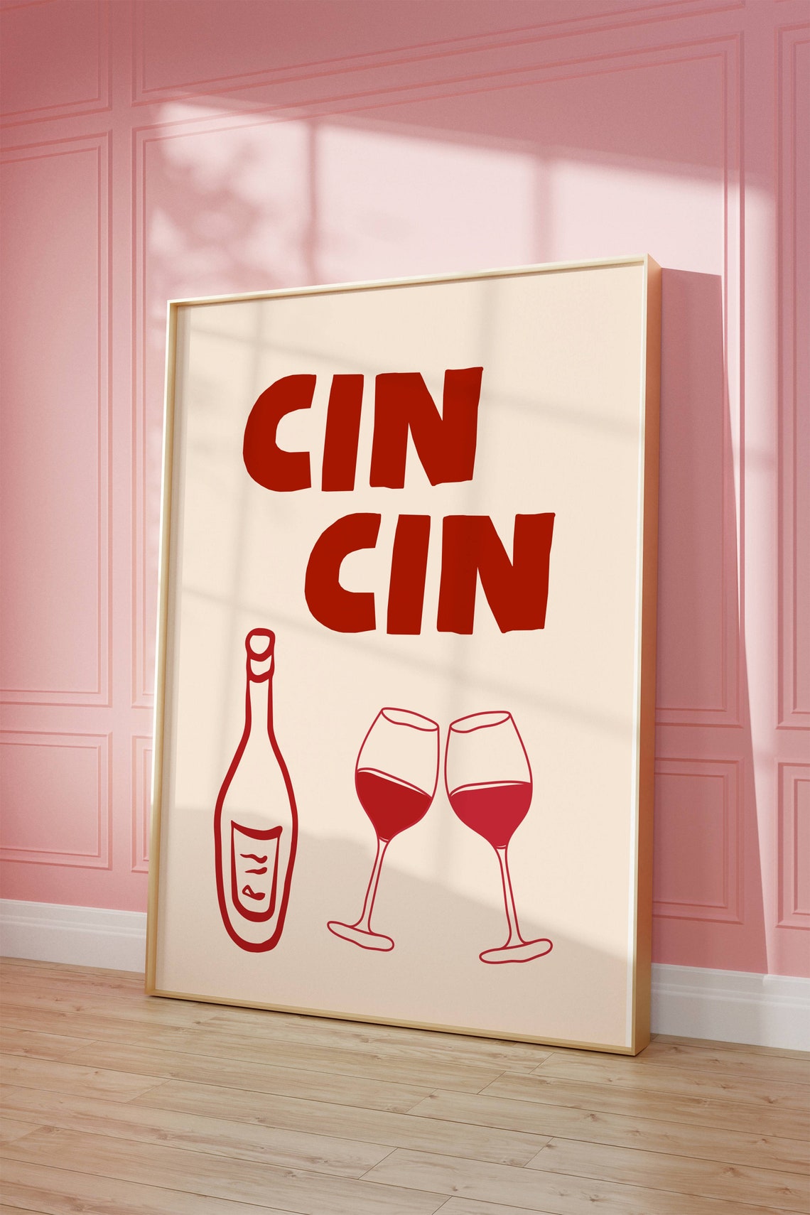 Cin Cin Bold Red Wine Glasses Italian Toast Celebration Poster