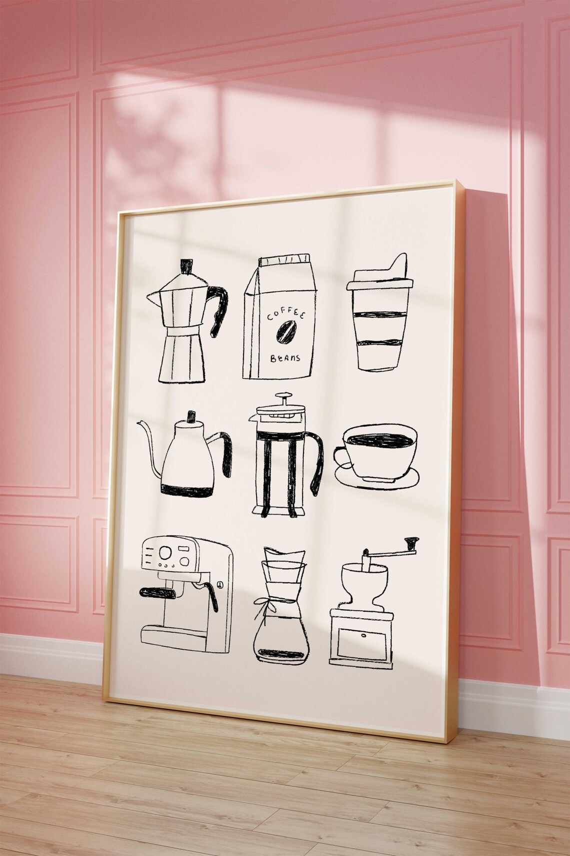 Hand Drawn Coffee Bar Kitchen Wall Art Print - Image 2